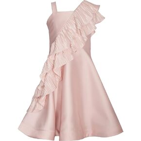 Bonnie Jean Girls 7-16 Pale Pink Mikado Pleated Satin Ruffle Dress