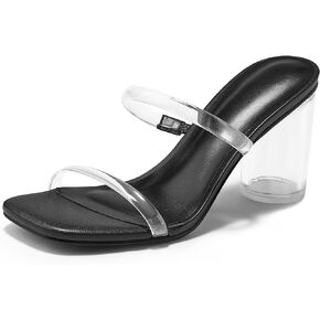 Women's Heeled Sandals Slip on Heels for Women Square Toe Block Chunky Heel Shoes for Women Dressy