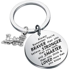 Train Gifts for Railroad Workers Railroad Collector Keychain You're Braver Than You Believe Railroad Lover Gift
