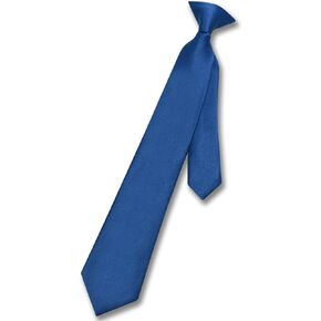 Vesuvio Napoli Boy's CLIP-ON NeckTie Solid ROYAL BLUE Color Youth Neck Tie