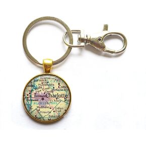 سلسلة مفاتيح ساحرة شارلوت، خريطة كارولينا الشمالية حلقة مفاتيح، خريطة شارلوت NC سلسلة مفاتيح خريطة شارلوت حلقة مفاتيح، A0036 in Kuwait