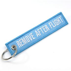 Remove After Flight Keychain - Light Blue/White