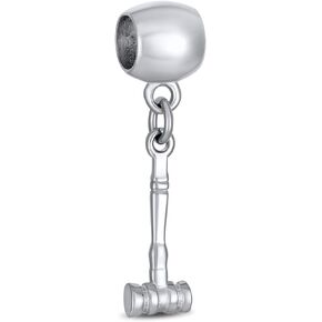 Squash Racquetball Sports Tennis Racquet Croquet Lacrosse Polo Cricket Mallet Sports Gavel Charm Bead For Women For Teen .925 Sterling Silver Fits European Bracelet
