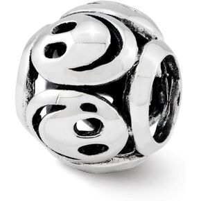 The Black Bow Antiqued Sterling Silver Smiley Faces Bead Charm