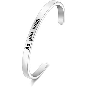 LQRI The Princess Inspired Bracelet As You Wish Cuff Bangle Princess Inspired Quote Gift for Women