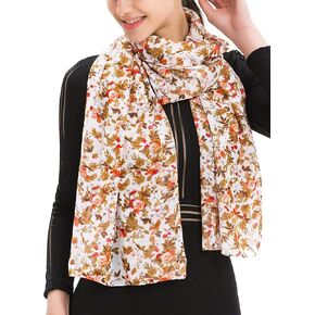 Chiffon Scarf for Women Lightweight Scarves Fashion Floral Print Scarfs Shawl For Lady Accessary Holiday Gifts