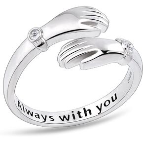 Hug Ring for Men and Women,Sapphire/Ruby/Moissanite 925 Sterling Silver Rings for Lover Valentines Day Gifts Adjustable Couples Rings