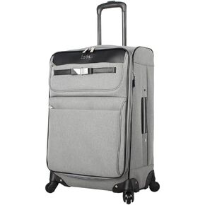 Nicole Miller Designer Luggage Collection - Expandable 24 Inch Softside Bag - Durable Mid-sized Lightweight Checked Suitcase with 4-Rolling Spinner Wheels