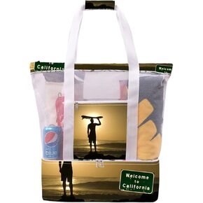 حقيبة شاطئ بسيطة وفاخرة مع مبرد، حقيبة شاطئ شبكية بسحاب، حقائب شاطئ لحمام السباحة والسفر على الشاطئ in Kuwait