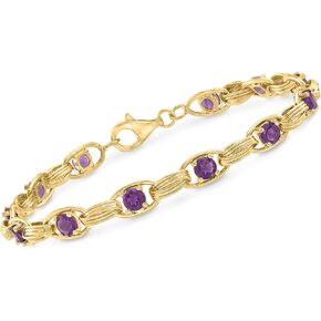 Ross-Simons 3.00 ct. t.w. Amethyst Oval-Link Bracelet in 14kt Yellow Gold. 7 inches
