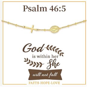 Btysun Christian Gifts for Women, Gold Cross Bracelet for Women Confirmation Gifts for Teenage Girls Baptism Religious Bracelet Faith Bible Verse Jewelry