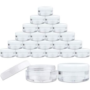 Beauticom 5G/5ML Round Clear Jars with Black Lids for Herbs, Spices, Loose Leaf Teas, Coffee and Other Foods (Quantity: 25pcs)