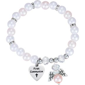 HUTIMY Baptism Bracelet for Girls Boys Jewelry 1St First Holy Communion Bracelet
