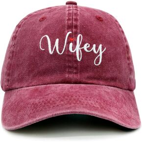 Waldeal Embroidered Wifey Hat, Vintage Washed Adjustable Denim Baseball Cap for Women