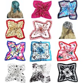 10 Mixed Silk Square Scarf Womens Bandana Hand Head Hair Scarfs Handbag Wraps Sleeping Headscarf Headdress Shawl 50x50cm