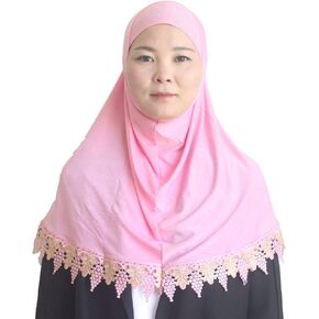 Modest Beauty Muslim Islamic Scarf Hijab for Women Girls Rhinestone Scarves With Embroidery Lacework