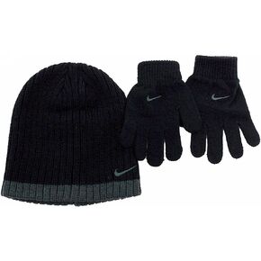 Nike Boys Rib Knit Hat and Glove Set Size : Youth 8/20 Black