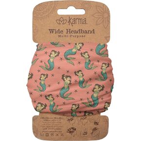Karma Mermaid Headband for Women - Wide - Fabric Headband and Stretchy Hair Scarf - Pink
