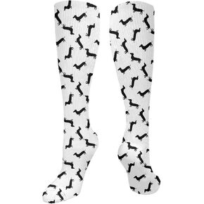 chegna Dachshund Weiner Dog Pattern Compression Socks for Women & Men Circulation 15-20 mmHg is Best Support for Athletic Running Cycling, White, One Size, 10463, White, One size in Kuwait