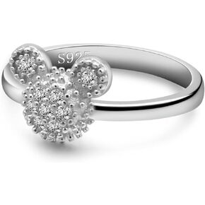 925 Sterling Silver Ring Woman & Girls Matte Design Mickey Ring Size 3-4-5-6-7-8-9# Real Solid Silver Charm Jewelry Gift