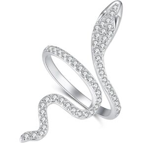 LOVECOM 925 Sterling Silver Snake Ring For Women Girls Sparkle AAA Zircon Wedding Party Ring Jewelry Gifts for Her Halloween Christmas Band Ring