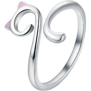 Jude Jewelers Stainless Steel Cute Pink Cat Cocktail Party Birthday Statement Mother's Day Wedding Statement Ring