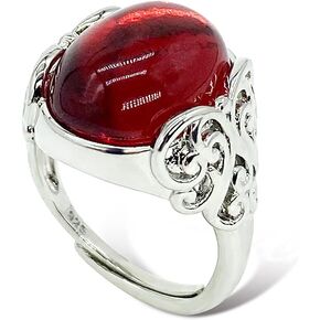 HUJUON Natural Carnelian Crystal Band Ring,Silver Wire Wrap Red Agate Gemstone Finger Ring Red Carnelian Stone Open Ring Jewelry for Women Men