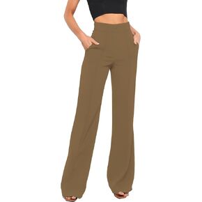 Women's High Waist Casual Dress Pants, Lightweight Wide Leg Long Trousers, Work Pants with Pockets for Women Office.