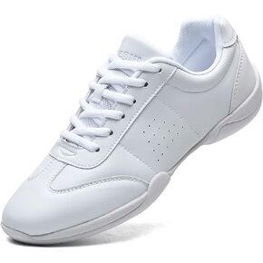 WUIWUIYU Boys Girls White Lace-up School Cheer Shoes Chearleading Dancing Sports Shoe Sneakers