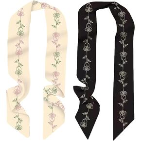 QTMY 2 Pack Purse Scarf for Bags Silk Head Scarf for Hair Handbag Women Scarfs Band Hair Neck Scarves Fashion Gifts,13 in Kuwait
