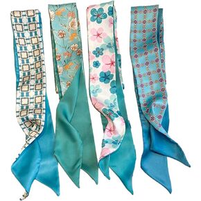 4 Pack Purse Scarf for Bags Silk Head Scarf for Hair Handbag Women Scarfs Band Hair Neck Scarves Fashion Gifts,08