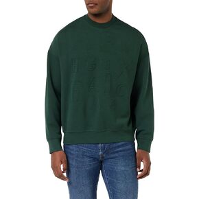 Armani Exchange Men's Embossed Logo Sweatshirt, Green Gables, Extra Small