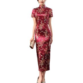 Deluxe Sleeveless Cheongsam Costume Mandarin Collar Side High Split Chinese Traditional Party Cocktail Bodycon Outfit