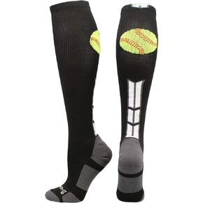 MadSportsStuff Softball Socks with Softball Logo for Girls or Women - Athletic Over the Calf Socks