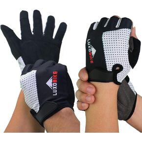 LuxoBike Black - Size Medium - 2 Pair - Half and Full Finger Cycling Gloves Bundle