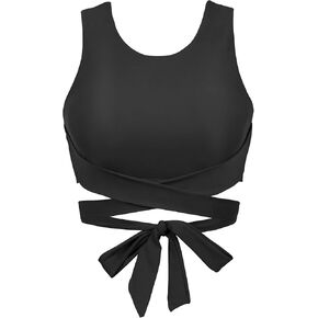 Balasami المرأة داعمة عالية الرقبة كيبك الصليب بيكيني مطبوع رفع الحشو التفاف التعادل تانك ملابس السباحة المايوه القمم فقط in Kuwait