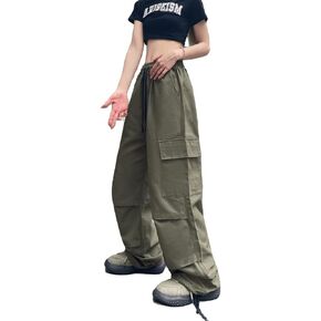 Women Baggy Cargo Pants Goth Harajuku Trousers Casual Y2K Streetwear with Pockets