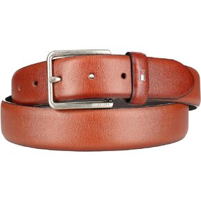 Tommy Hilfiger Men's Smooth Feather Edge Leather Belt, 44, Brown