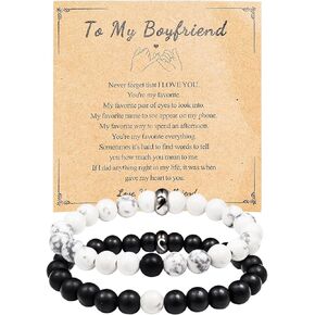 Matching Couple Ring Bracelets Gifts Natural Stone Bracelets for Girlfriend Boyfriend Husband Fiance Soulmate Wife Valentine's Day Anniversary Birthday Christmas Engagement Gift For Her Him