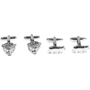 Bear Bears Wall Street 2 Pairs Cufflinks in a Presentation Gift Box & Polishing Cloth