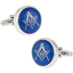 Cuff-Daddy Blue Masonic Freemason Round Cufflinks with Presentation Box