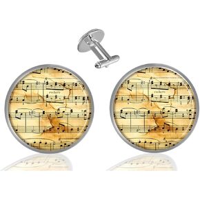 Custom Classic Jewelry Tuxedo Shirt Sliver Cufflinks Men's Unique Business Wedding Gifts (Music Notes)