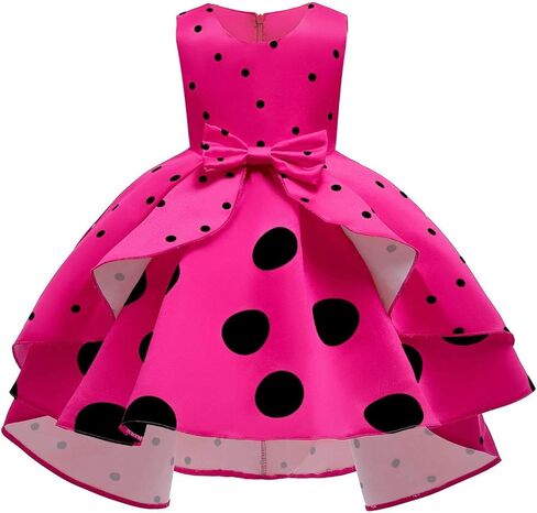Girls Polka Dot Print Party Princess Dress Toddler Elegant Wedding Pageant Dresses Bowknot Mouse Ears Headwear in Kuwait