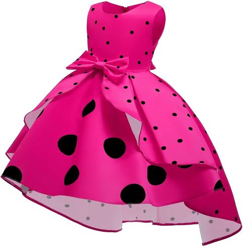 Girls Polka Dot Print Party Princess Dress Toddler Elegant Wedding Pageant Dresses Bowknot Mouse Ears Headwear in Kuwait