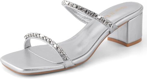 حذاء كعب عالي من Shoe'N Tale للنساء مربع مفتوح عند الأصابع وحزامين وكعب منخفض سهل الارتداء على الصنادل الأنيقة in Kuwait