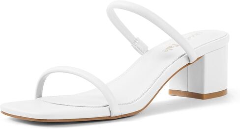 حذاء كعب عالي من Shoe'N Tale للنساء مربع مفتوح عند الأصابع وحزامين وكعب منخفض سهل الارتداء على الصنادل الأنيقة in Kuwait