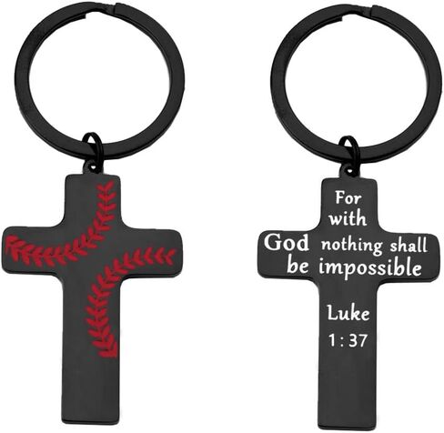 Inspirational Christian Baseball Cross Necklace Keychain Bible Verse Pendant for Boys Girls in Saudi Arabia