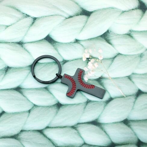 Inspirational Christian Baseball Cross Necklace Keychain Bible Verse Pendant for Boys Girls in Saudi Arabia