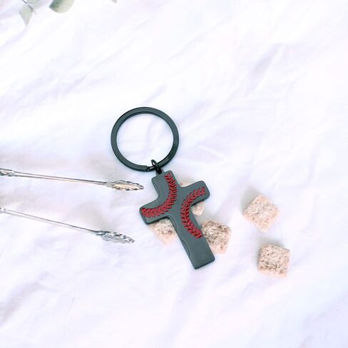 Inspirational Christian Baseball Cross Necklace Keychain Bible Verse Pendant for Boys Girls in Saudi Arabia