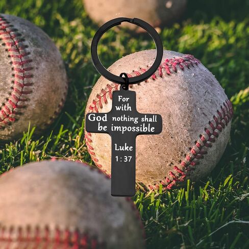 Inspirational Christian Baseball Cross Necklace Keychain Bible Verse Pendant for Boys Girls in Saudi Arabia